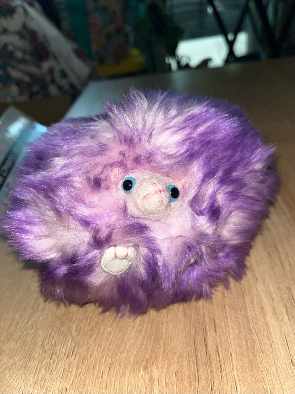 Plush Purple Fluffy Hedgehog Stuffed Animal Toy